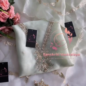 Tissue organza fabric kurta with zardogi handwork