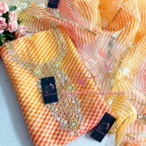 Organza fabric kurta with zardogi handwork