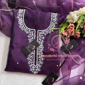 Organza fabric kurta with zardogi handwork