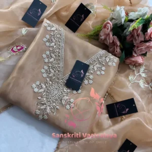 Organza fabric kurta with zardogi handwork