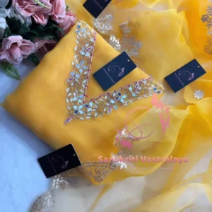 Organza fabric kurta with zardogi handwork