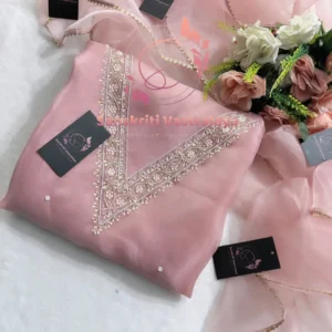 Organza fabric kurta with zardogi handwork