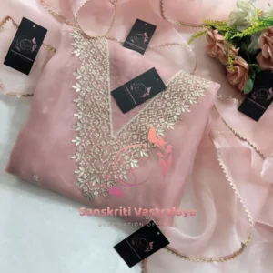 Organza fabric kurta with zardogi handwork