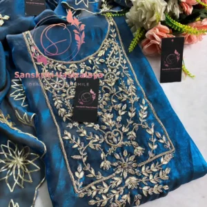 Fendy silk fabric kurta with zardogi handwork