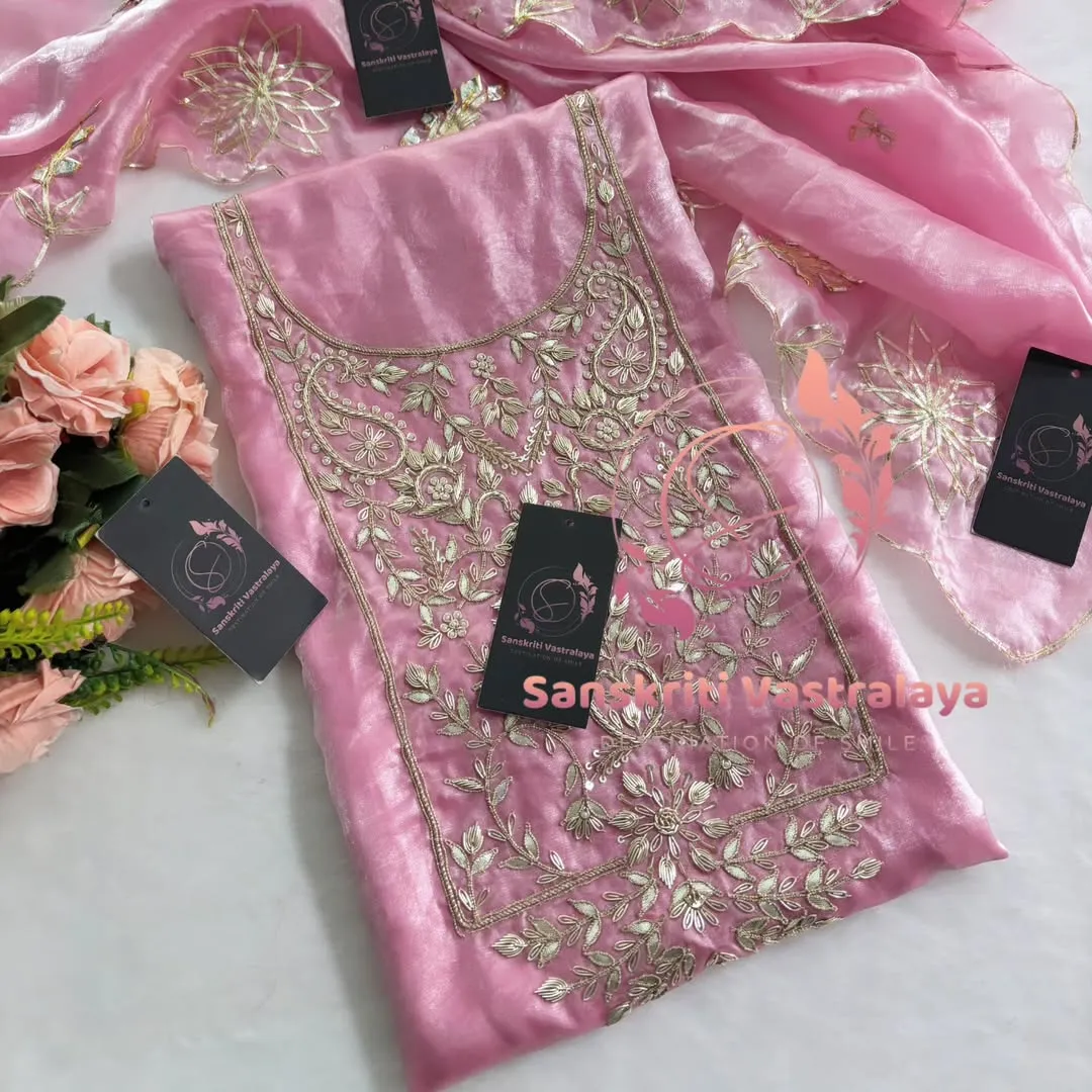 Fendy silk fabric kurta with zardogi handwork - Image 3