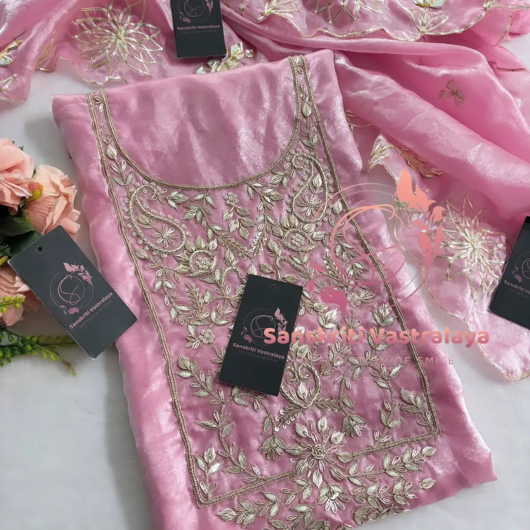 Fendy silk fabric kurta with zardogi handwork - Image 2