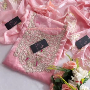 Silk fabric kurta with zardogi handwork