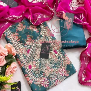 Manipuri silk fabric kurta with zardoshi handwork