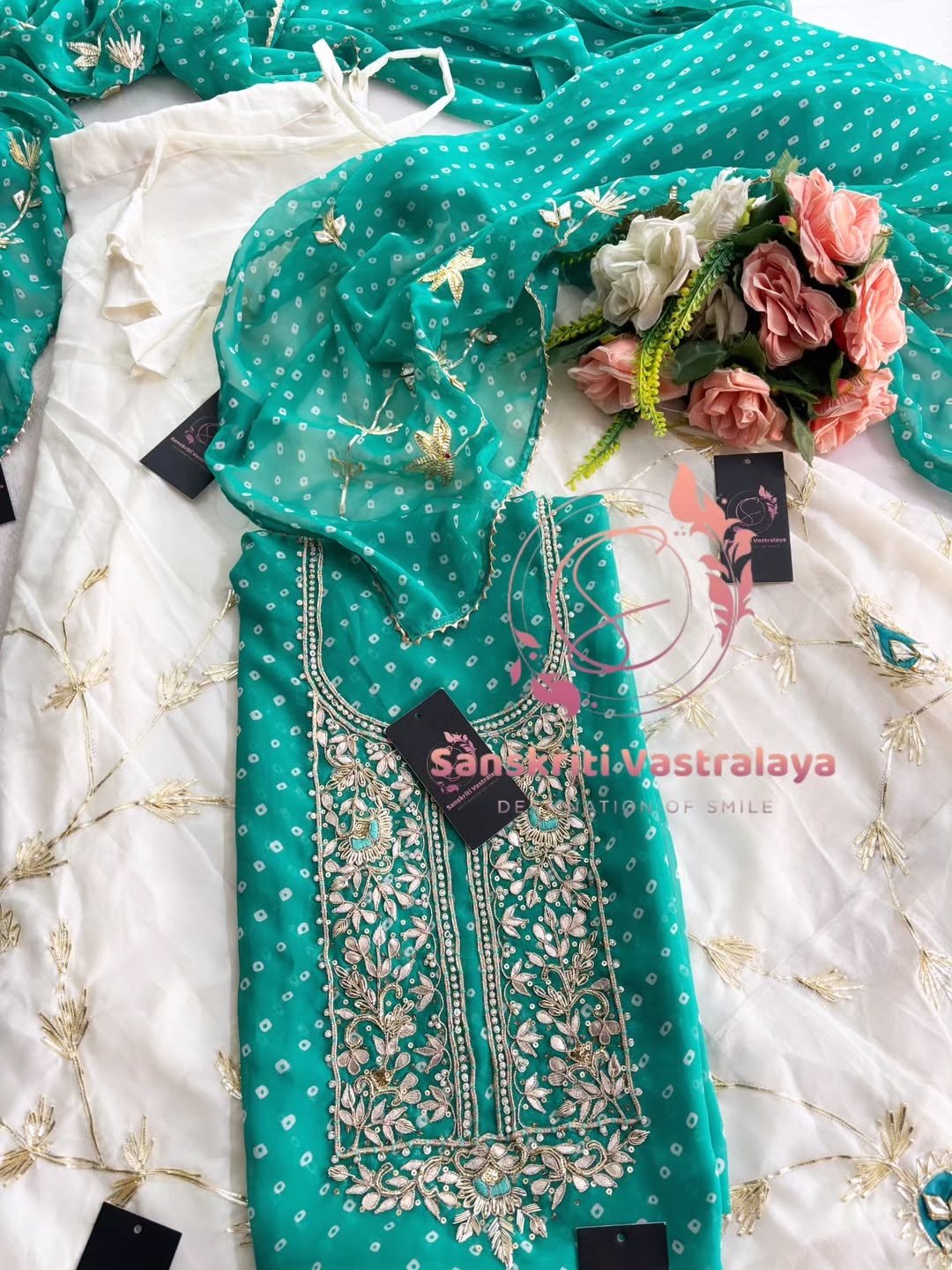 Georgette fabric kurta with zardozi handwork - Image 3