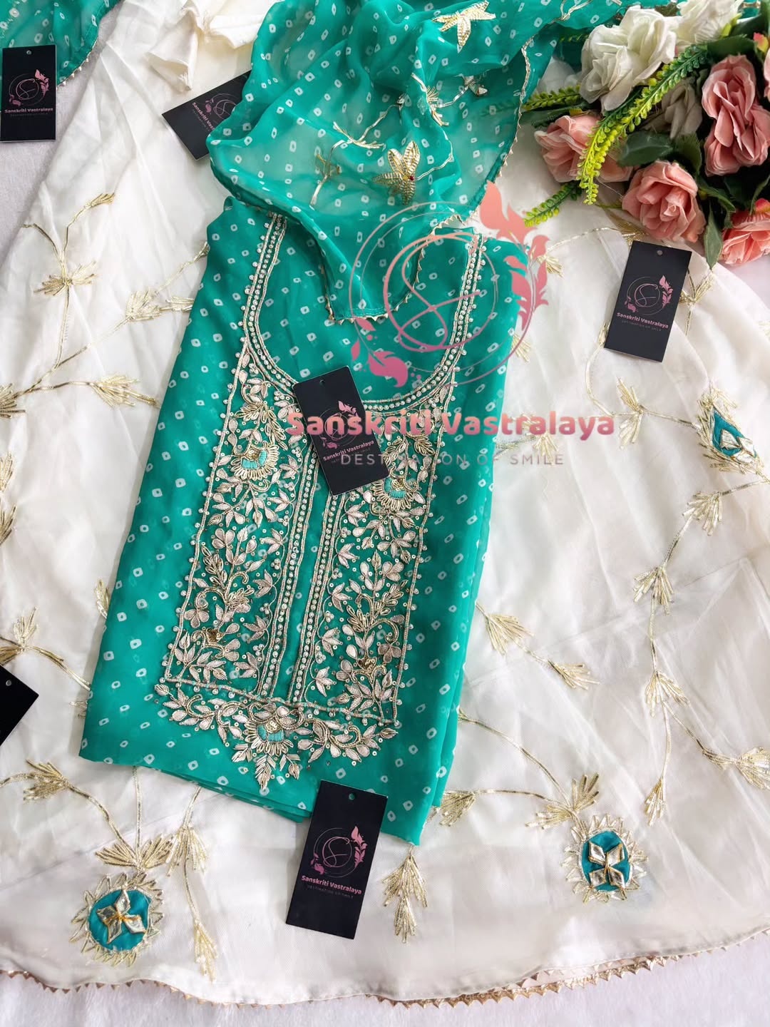 Georgette fabric kurta with zardozi handwork - Image 2