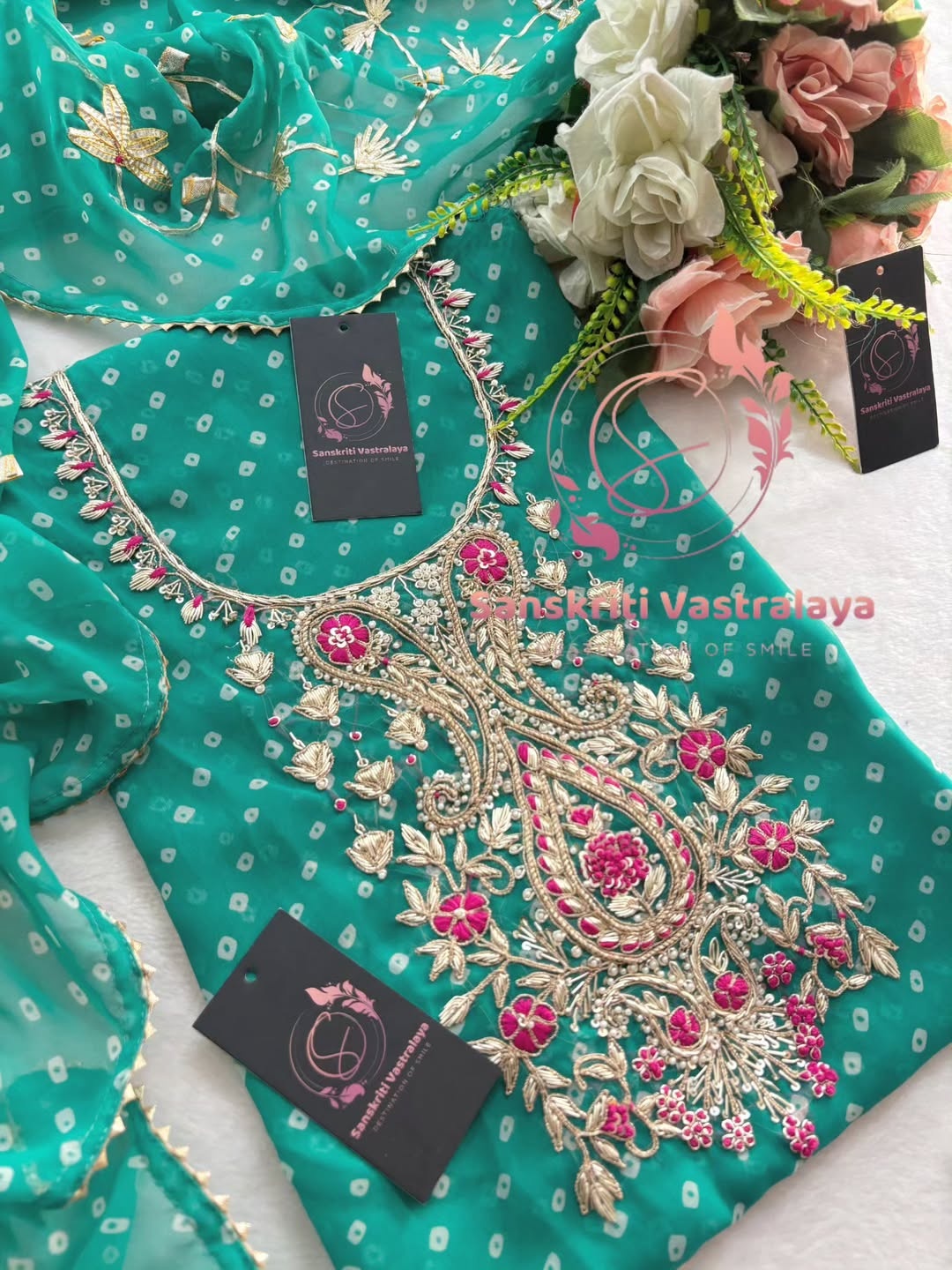 Georgette fabric kurta with zardogi handwork - Image 3