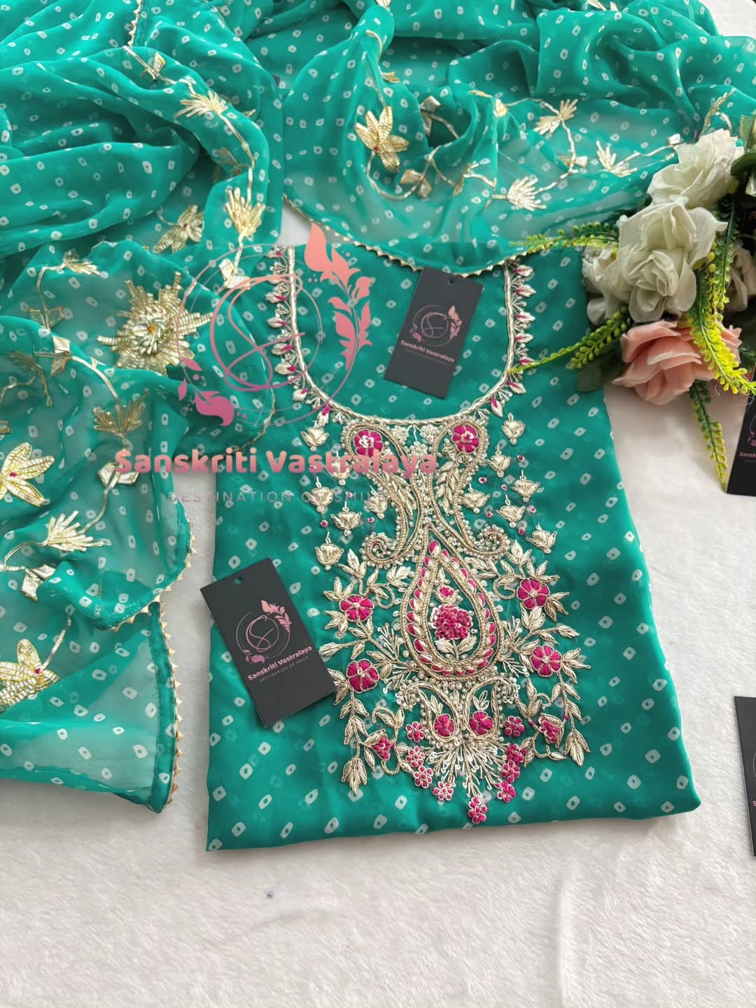 Georgette fabric kurta with zardogi handwork - Image 2