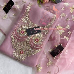 Organza fabric kurta with zardogi handwork