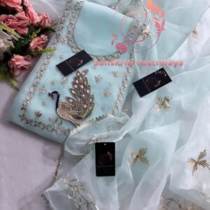 Organza fabric kurta with zardogi handwork