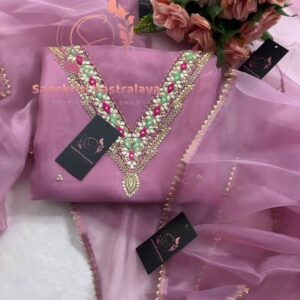 Organza fabric kurta with zardogi handwork