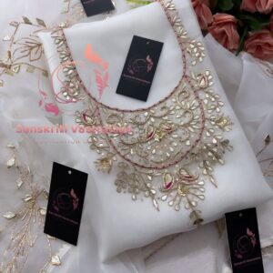 Organza fabric kurta with zardogi handwork