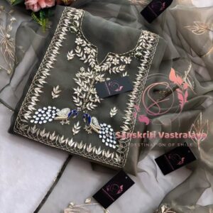 Organza fabric kurta with zardogi handwork