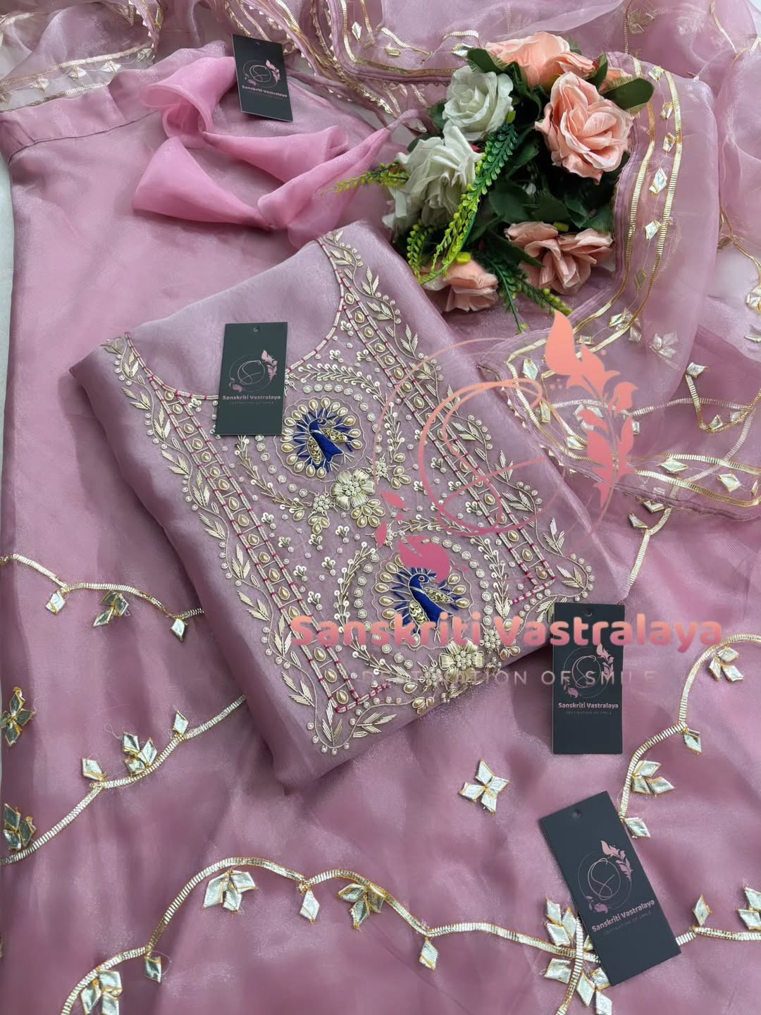 Organza fabric kurta with zardogi handwork - Image 2