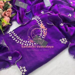 Silk fabric kurta with zardogi handwork