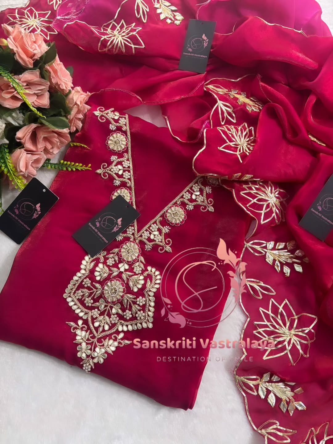 Silk fabric kurta with zardogi handwork