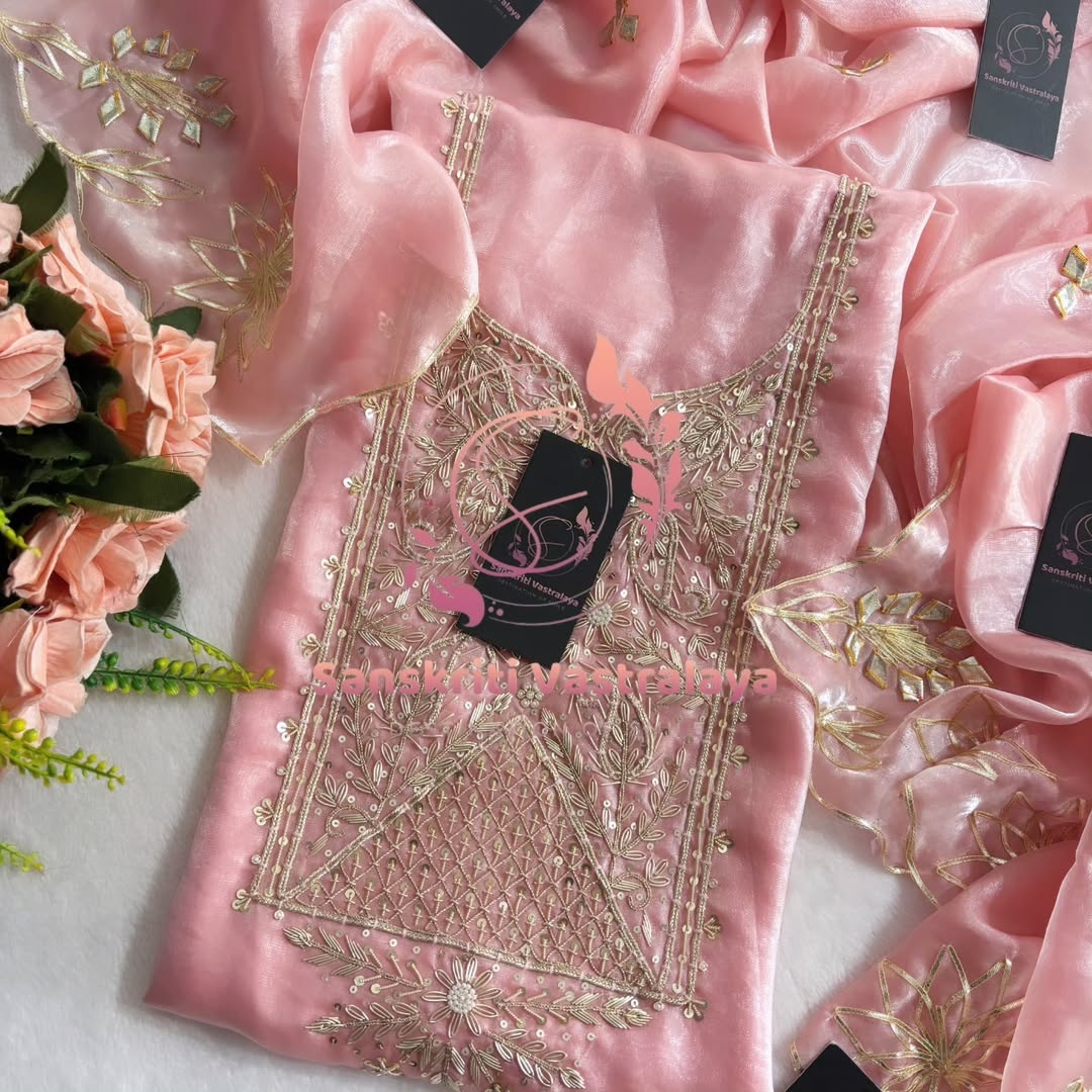 Silk fabric kurta with zardogi handwork - Image 3