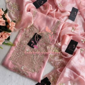 Silk fabric kurta with zardogi handwork