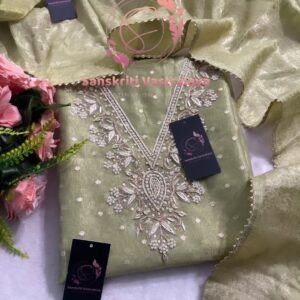 Chanderi fabric kurta with zardozi handwork