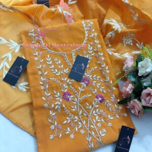 Chanderi fabric kurta with zardozi handwork