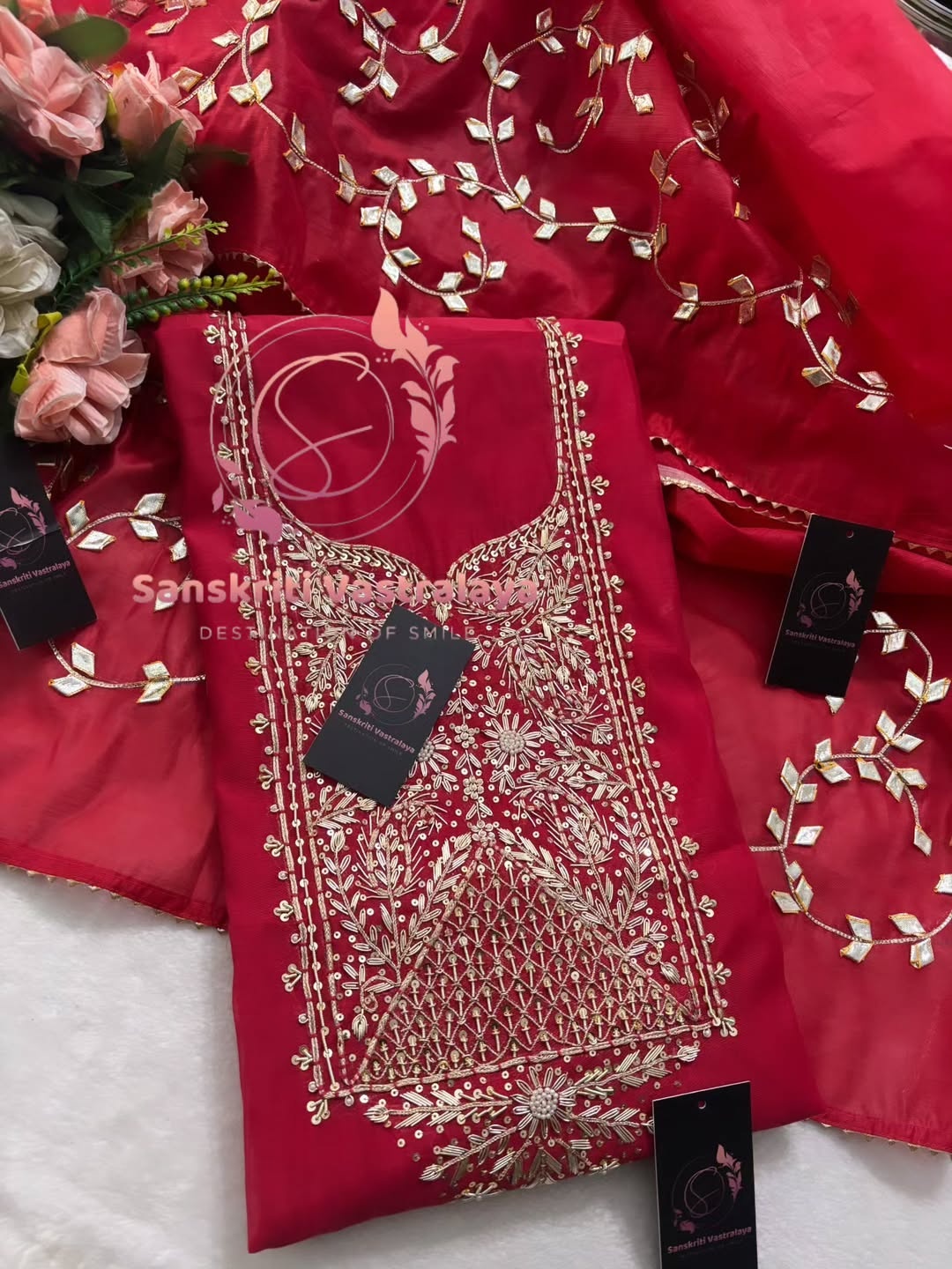 Chanderi fabric kurta with zardogi handwork - Image 2