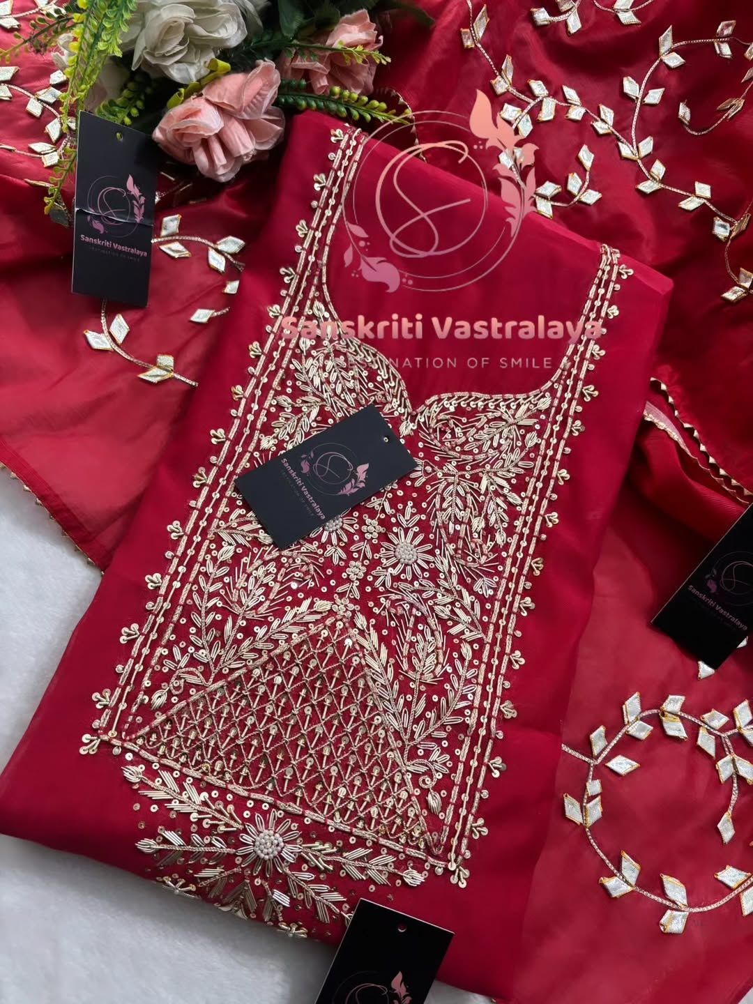 Chanderi fabric kurta with zardogi handwork