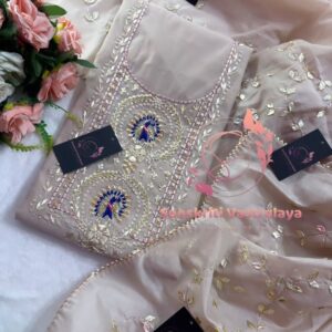 Chanderi fabric kurta with zardogi handwork