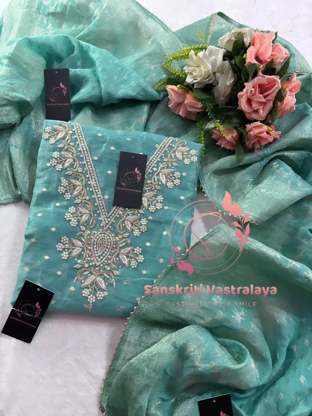 Rajwada chanderi fabric kurta with zardogi handwork