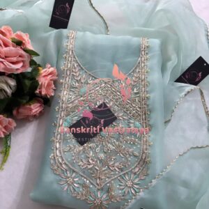 Tissue organza fabric kurta with zardogi handwork