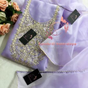 Tissue organza fabric kurta with zardogi handwork