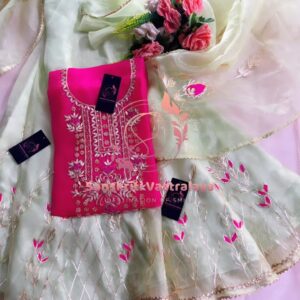 Tissue organza fabric kurta with zardozi handwork