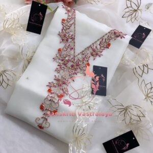 Tissue organza fabric kurta with zardogi handwork