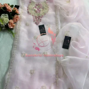 Tissue organza fabric kurta with zardogi handwork