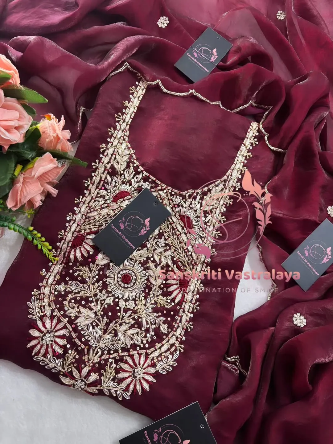 Silk fabric kurta with zardogi handwork - Image 2