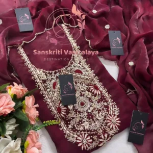 Silk fabric kurta with zardogi handwork