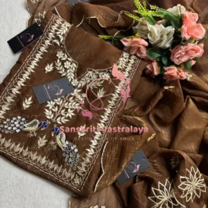 Silk fabric kurta with zardogi handwork